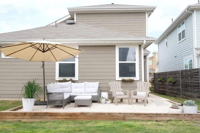Gravel Patio With Wood Borders