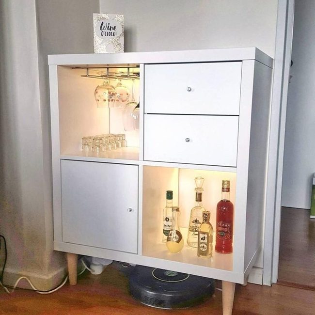 White Cabinet Wine Glass Display