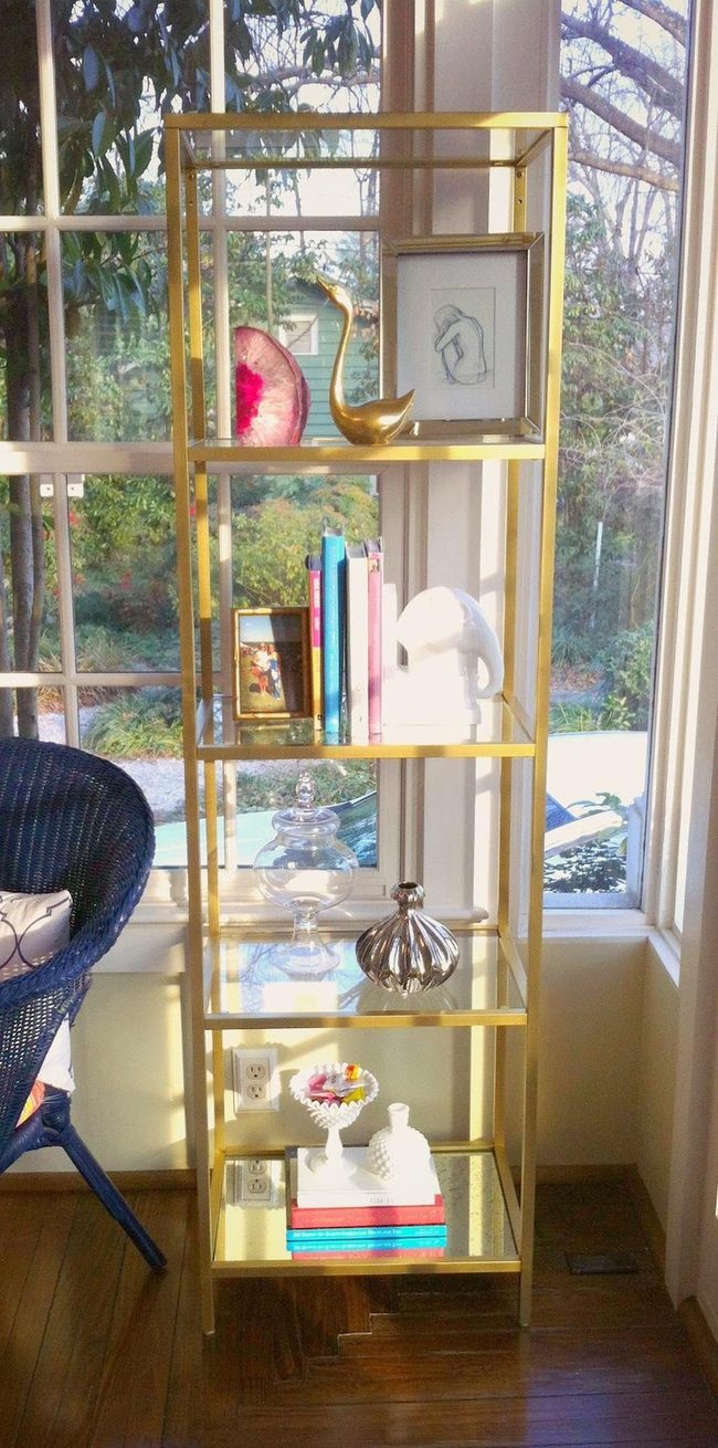 Gold Shelves Gleaming With Books