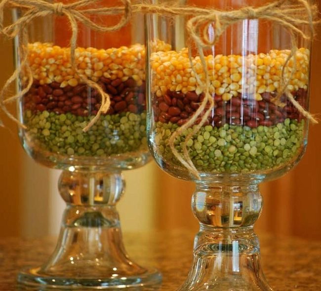 Layered Grains In Glass Vases