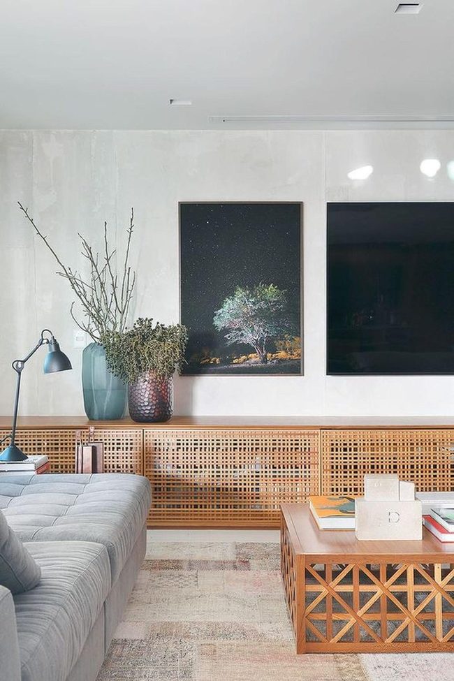 Gray Walls With Wooden Texture Accents