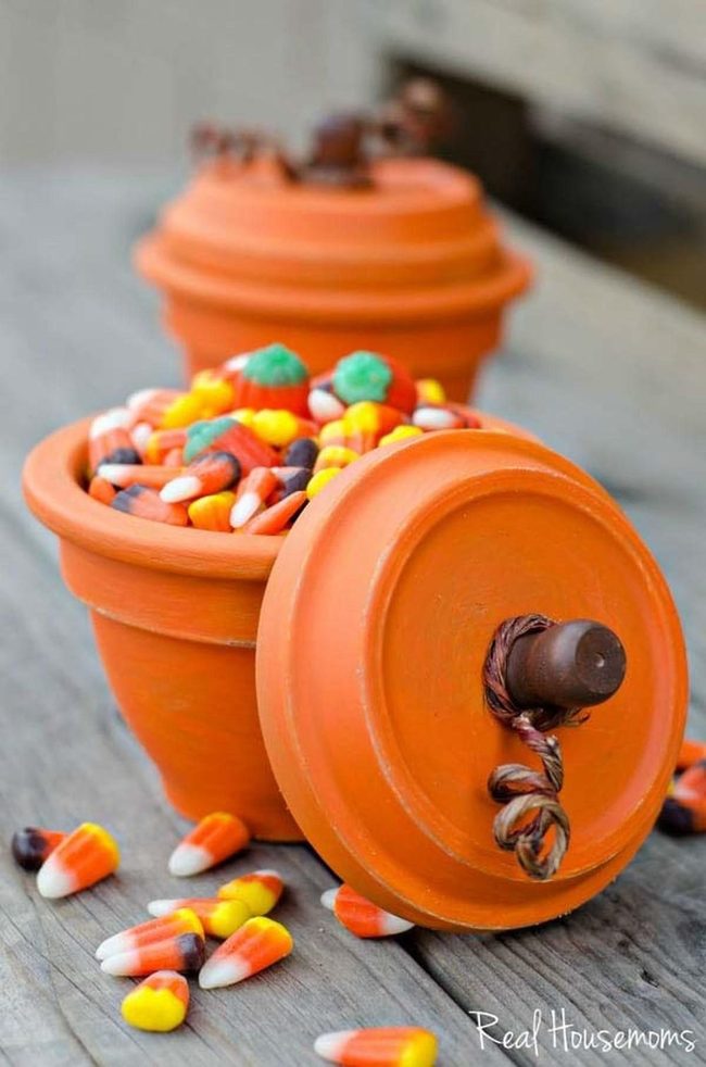 Stacked Terracotta Pumpkin Pots
