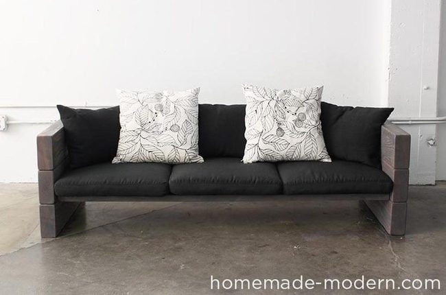 Oversized Wood Sofa With Cushions