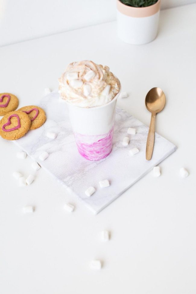 Pink Marshmallows Over Creamy Chocolate