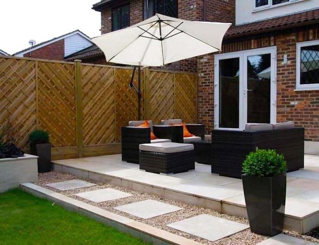 Woven Rattan Under Cream Parasol