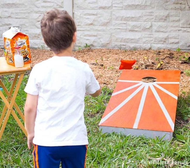 Orange And White Cornhole Competition