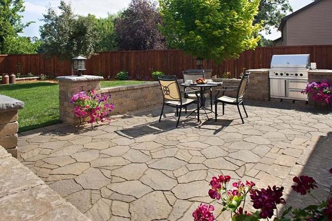Random Stamped Stone Concrete Patio