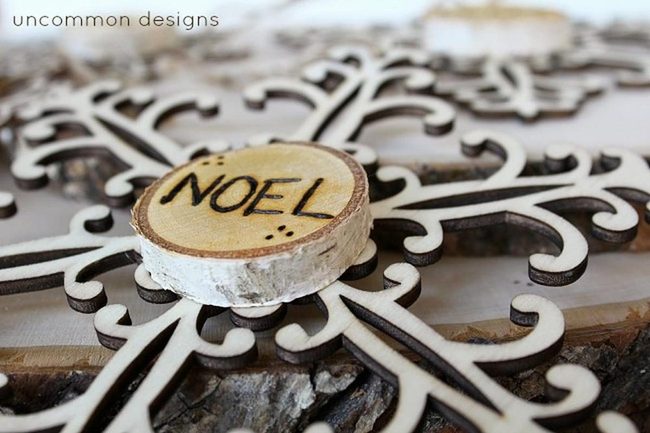 Carved Snowflake Wood With Noel