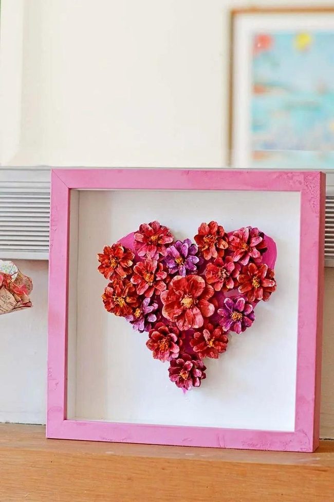 Pinecone Heart with Gold Shimmer