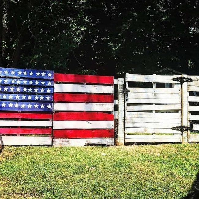 Red And White Patriotic Fence