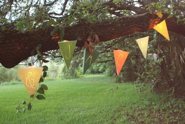Hanging Paper Lanterns Among Branches