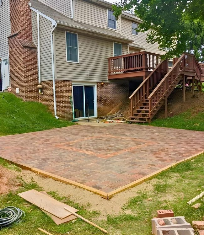Brick Patio With Geometric Center Square