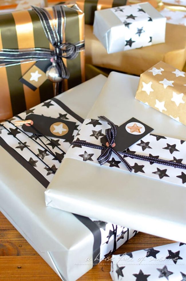 Custom Stamp Wrapped Gifts