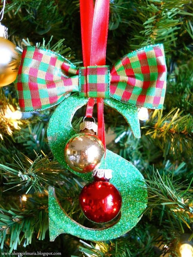 Personalized Glitter Initial Ornaments