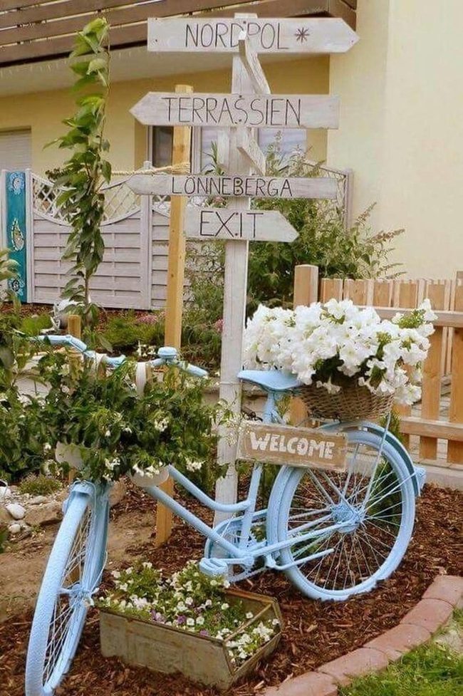 Soft Blue Bicycle Garden Guide