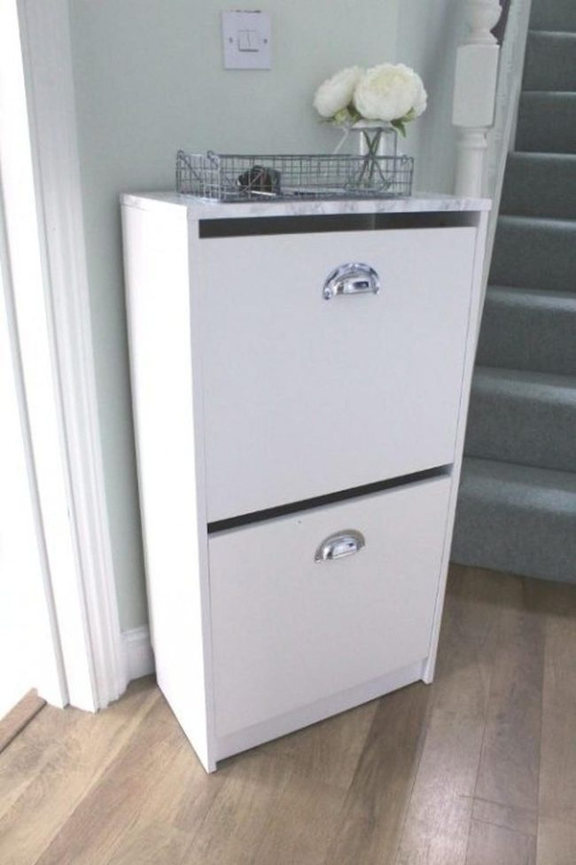 White Cabinet Corner With Silver Handles