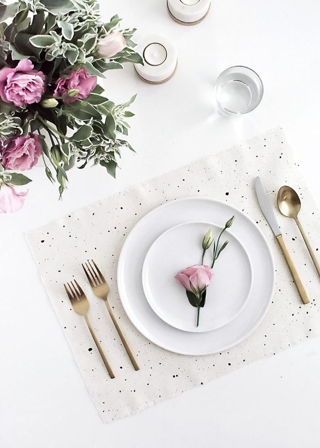 Gold Accents Pink Flowers White Elegance