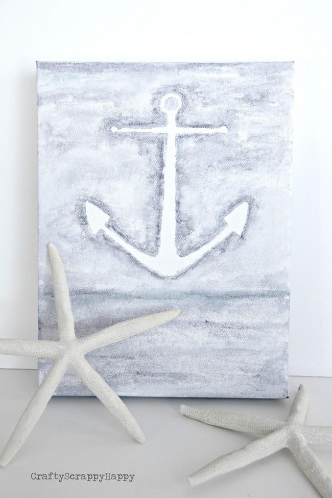 Gray Anchor Canvas Maritime Simplicity