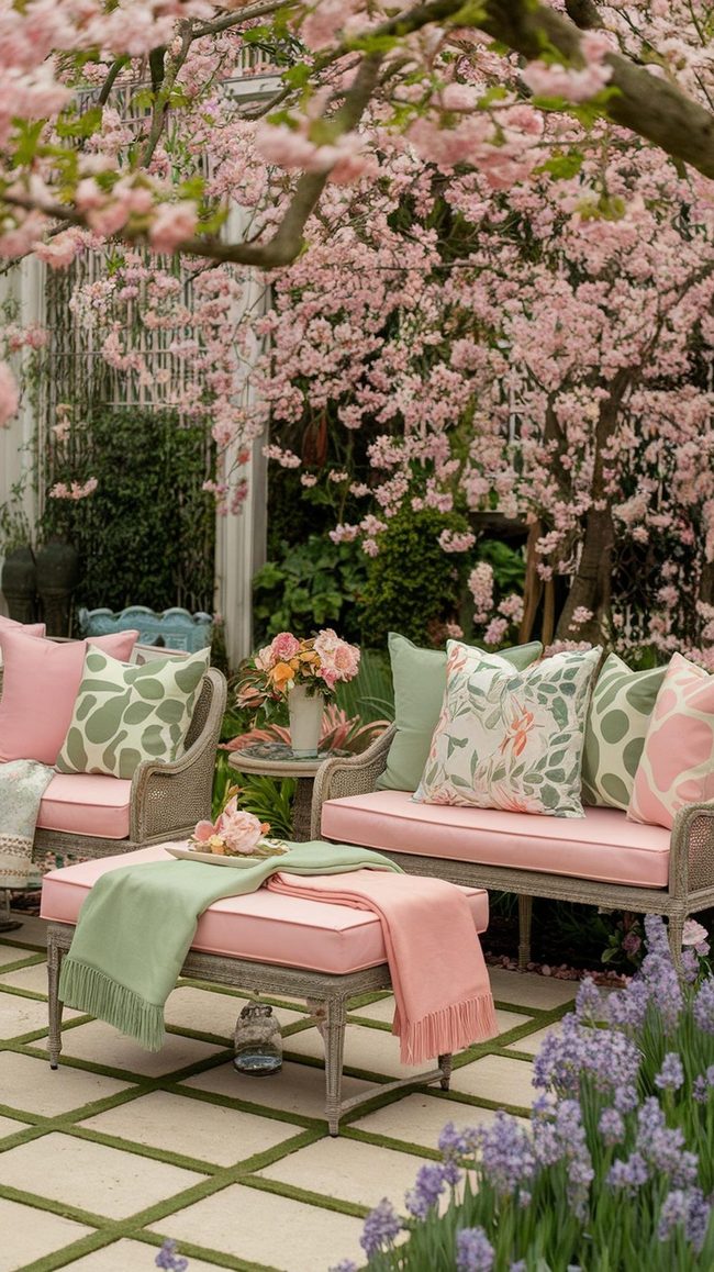Spring Pastel Landscape Cushions Layer