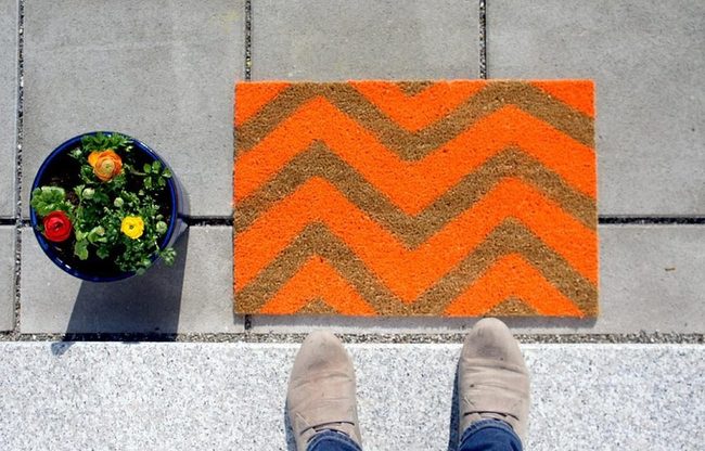 Orange Zigzag Doormat Welcome