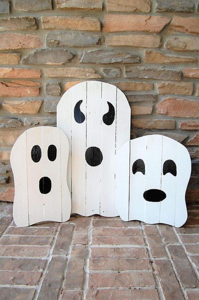 White Wooden Ghost Cutouts