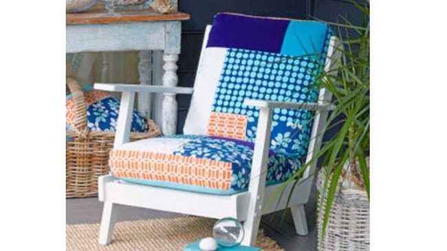 Patchwork Blue Chair Statement Piece