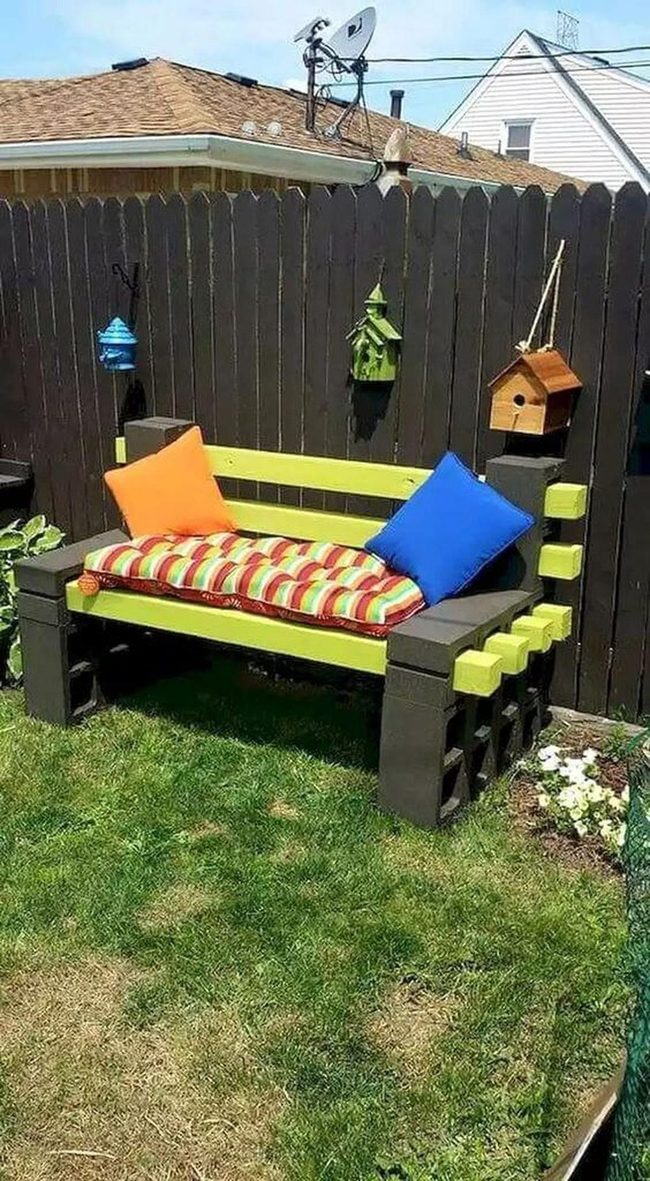 Colorful Bench Garden Nook