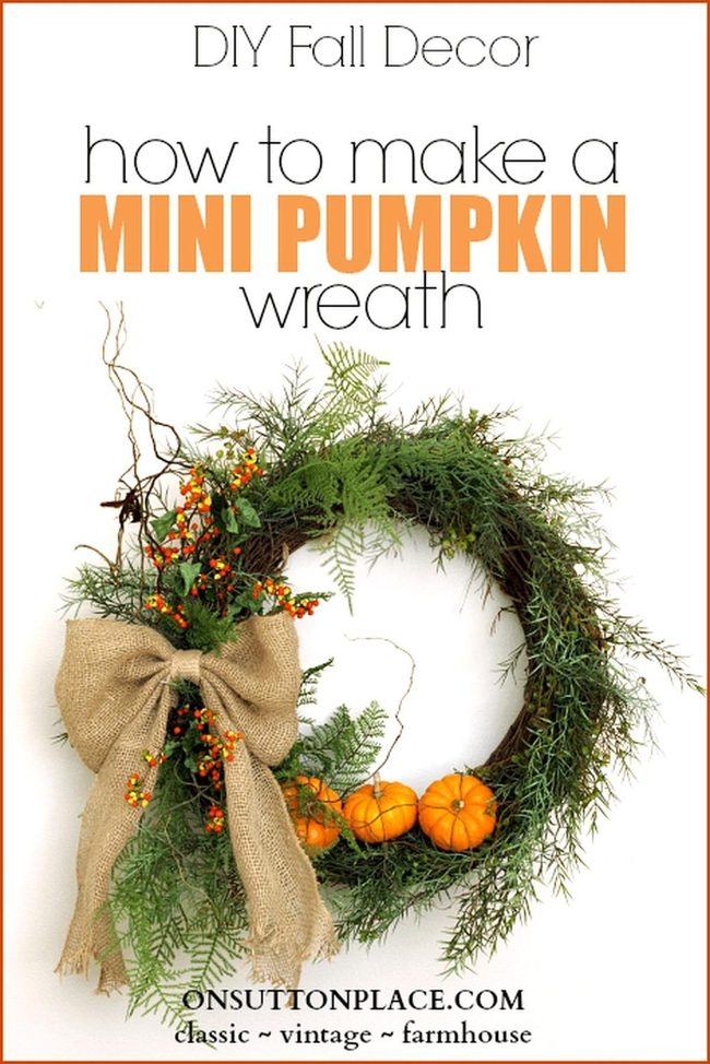 Green Foliage Orange Pumpkins Wreath