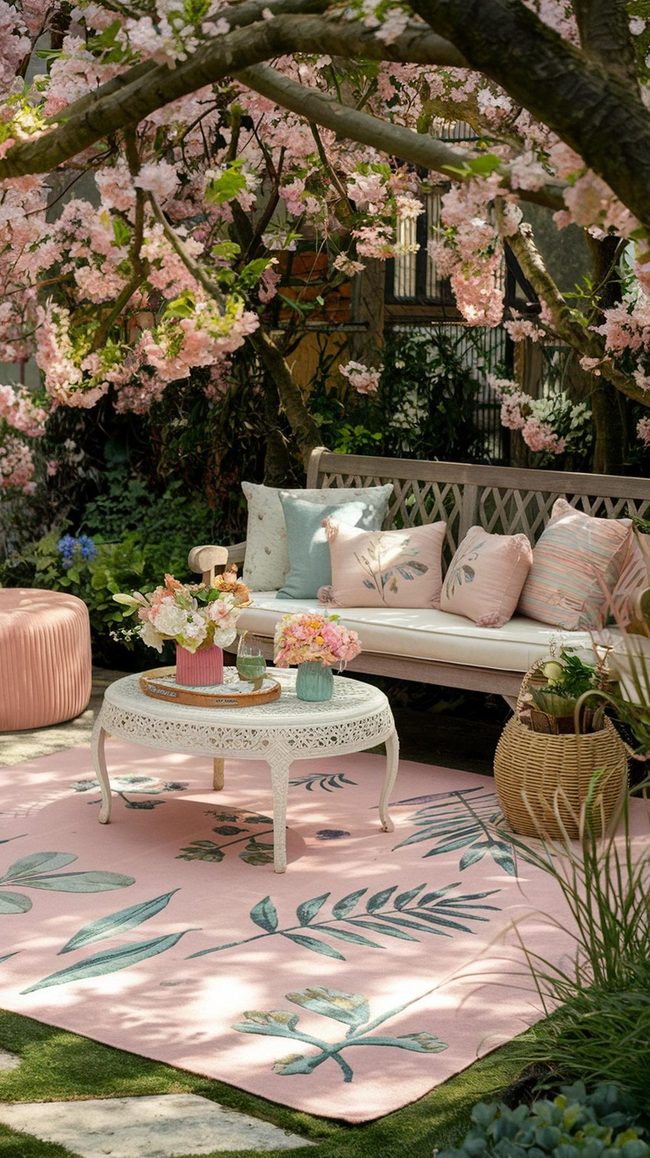 Pastel Botanical Landscape Rug
