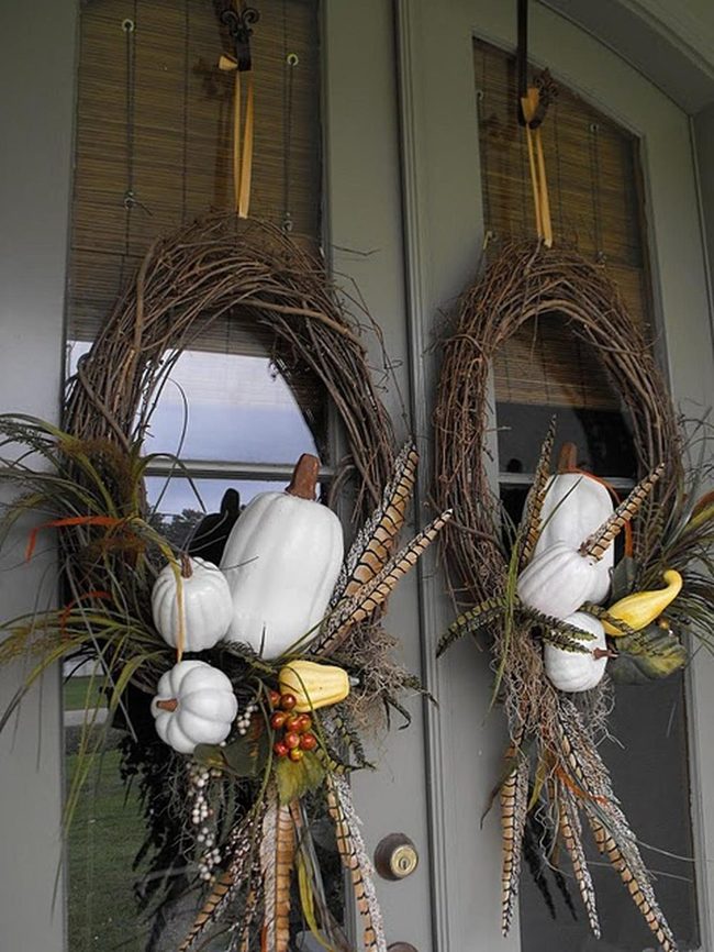 Twisted Branches White Pumpkins Yellow