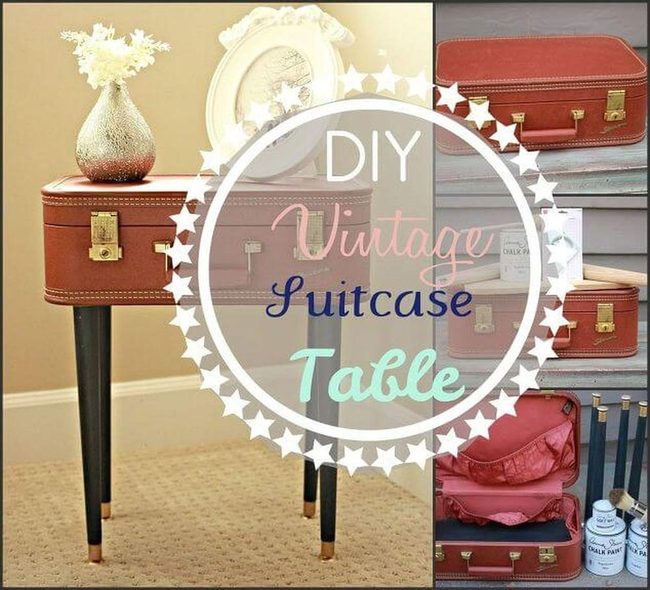 Vintage Leather Suitcases Console
