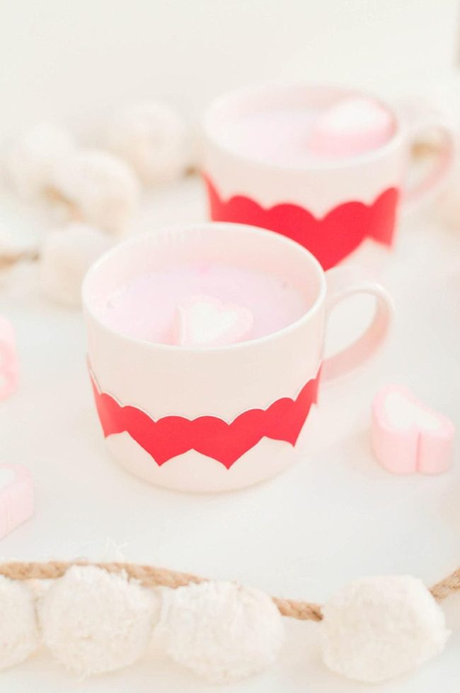 Pink Marshmallows, White Ceramic Hearts