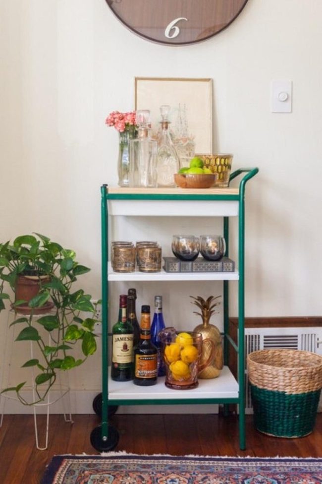 Gold Bar Cart With Green Apples