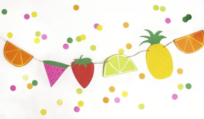 Colorful Fruit Silhouettes With Confetti
