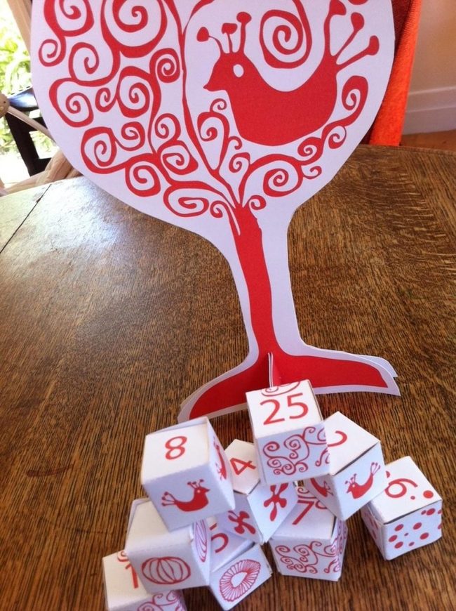 Red And White Paper Craft Tree