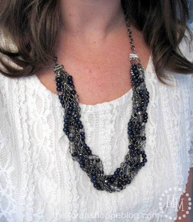 White Knit Top Layered Chains