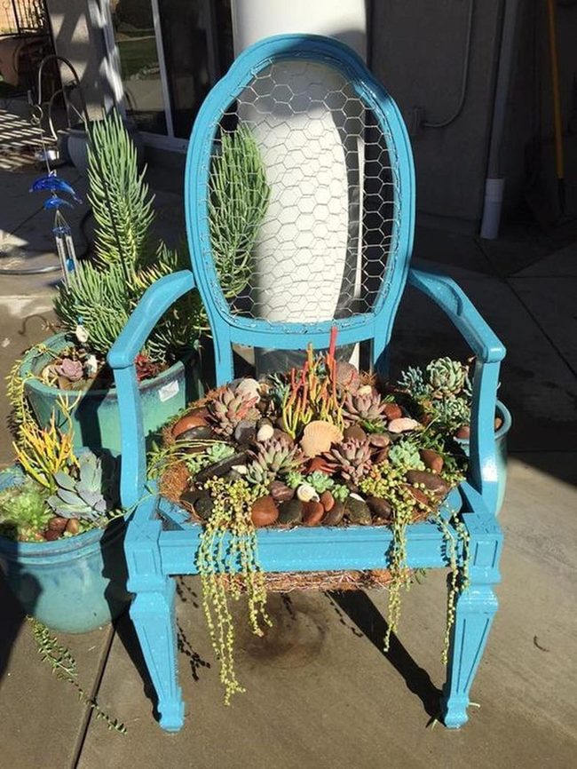 Turquoise Chair Blooming Planter
