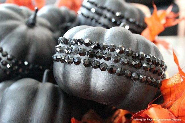 Black Pumpkins With Shimmering Beads