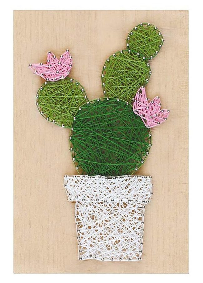 Neon Cactus Wall String Art