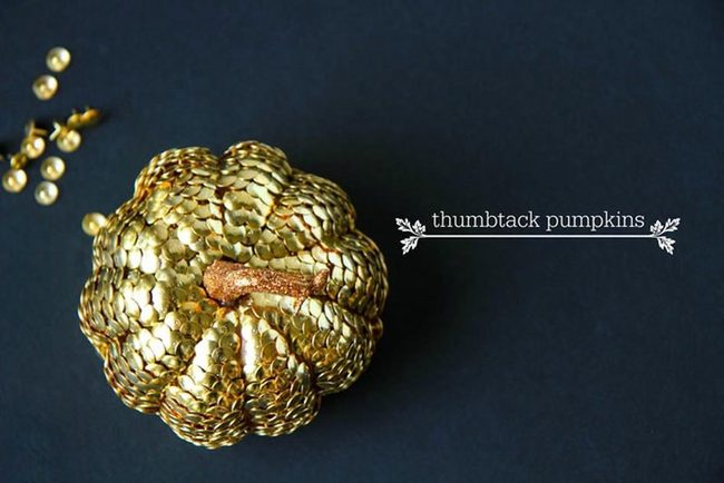 Gold Sequined Pumpkins Dark Blue