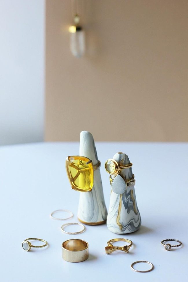 Yellow Gem Marble Ring Display