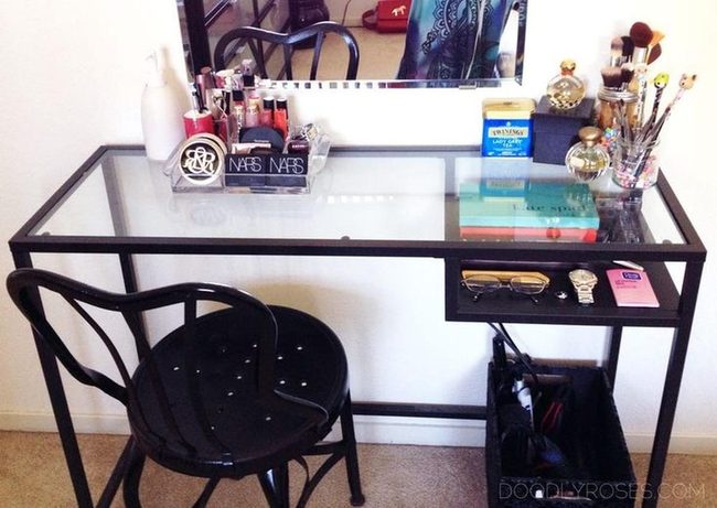 Glass Desk Displays Your Beauty Collection