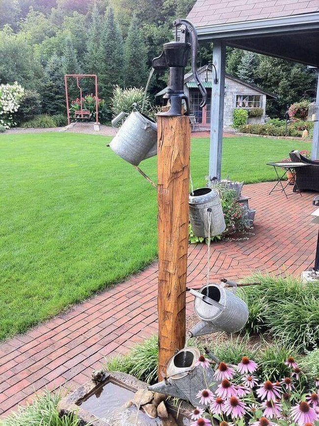 Vintage Watering Can Waterfall