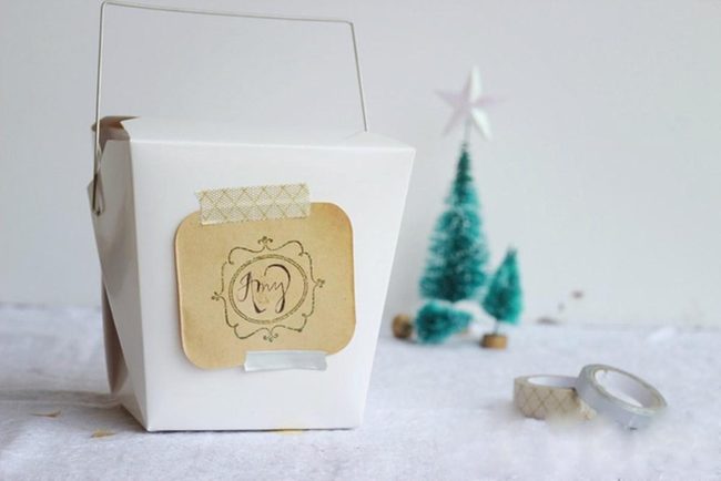 White Boxes With Patterned Tape