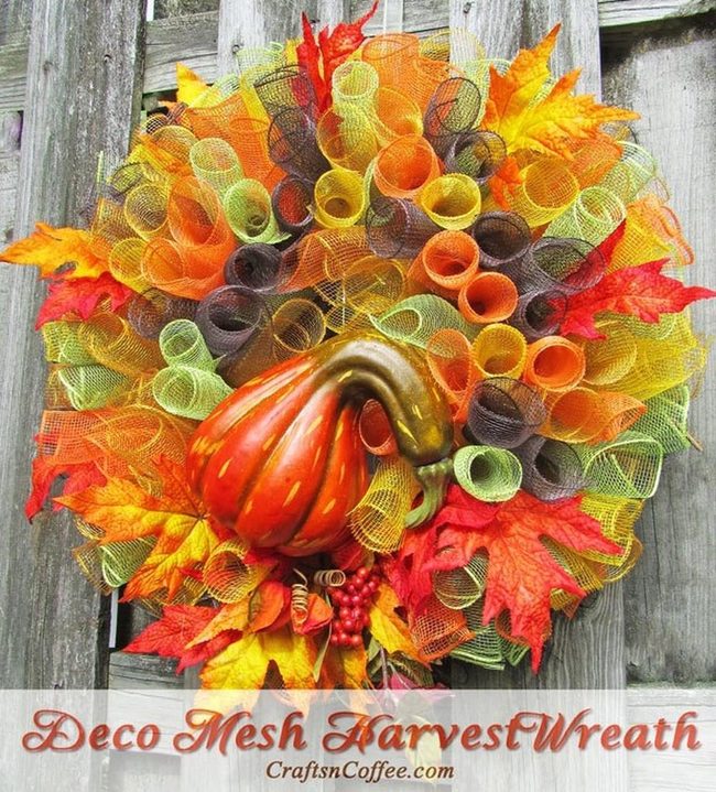 Orange Pumpkins Golden Autumn Wreath