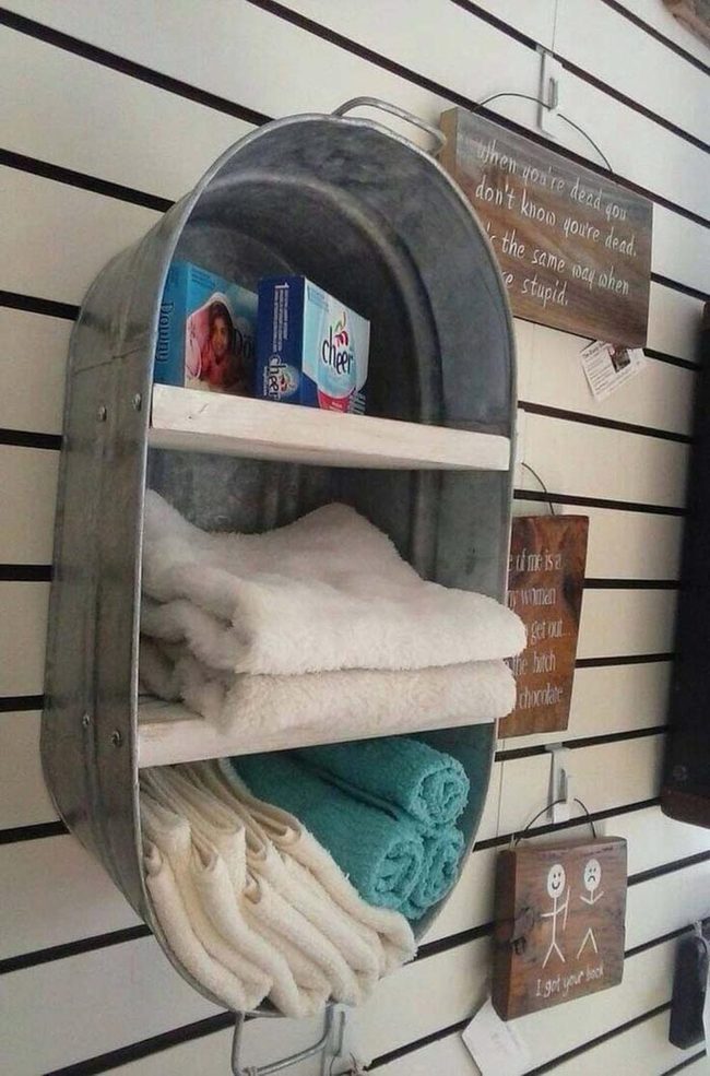 Industrial Metal Tub Storage Shelves