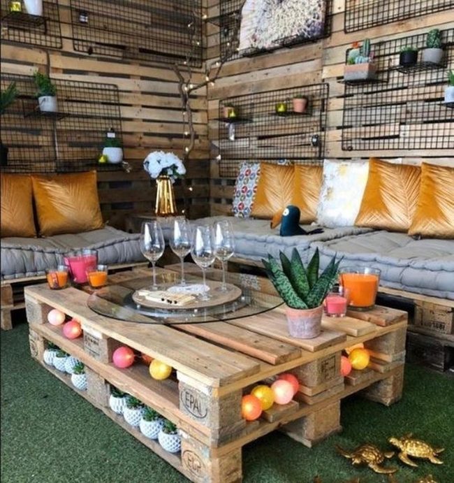 Orange Pillows Meet Industrial Pallets