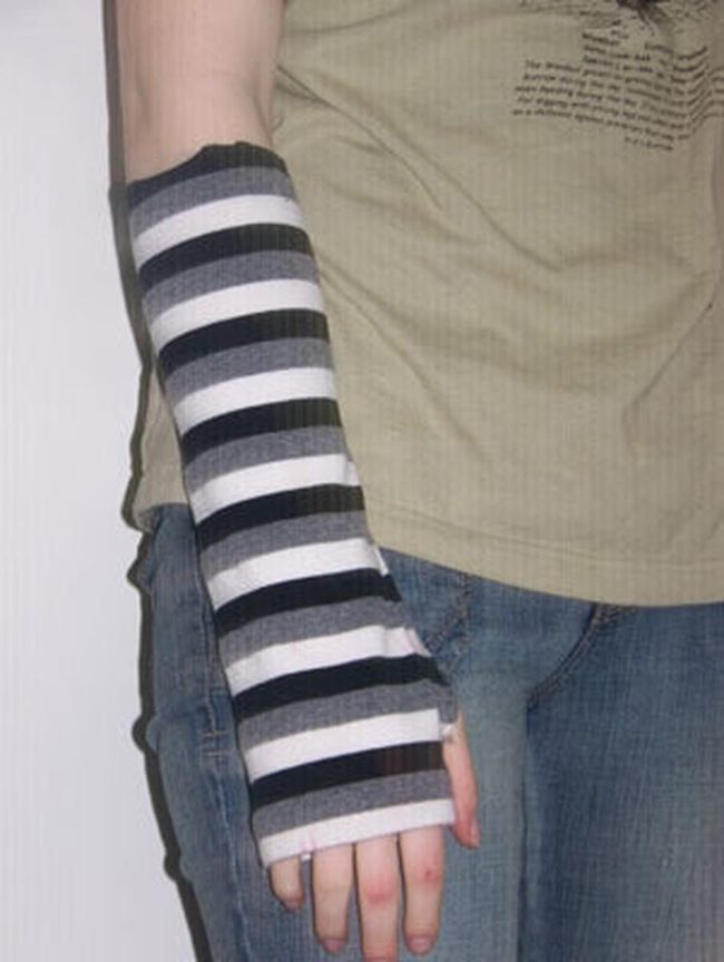 Black And White Striped Arm Warmers