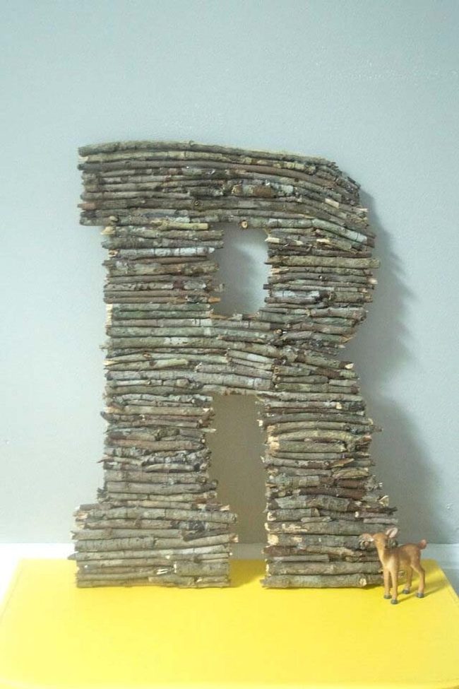 Barked Twigs Family Initials