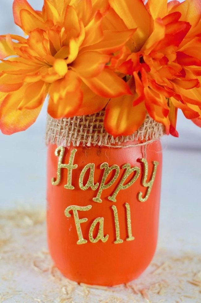 Orange Mason Jar Festive Centerpiece